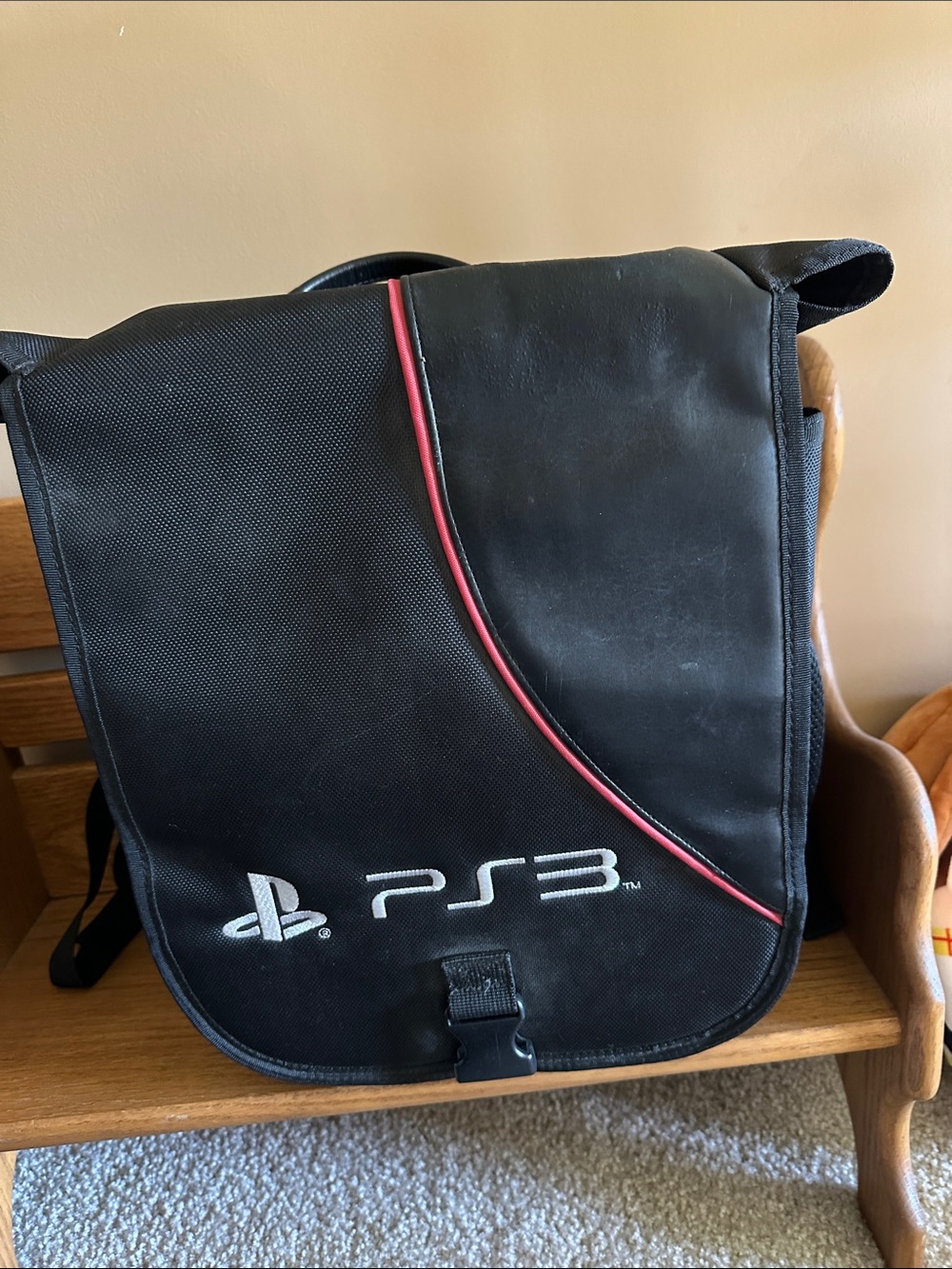Sony PS3 Black Messenger Bag with Red Trim